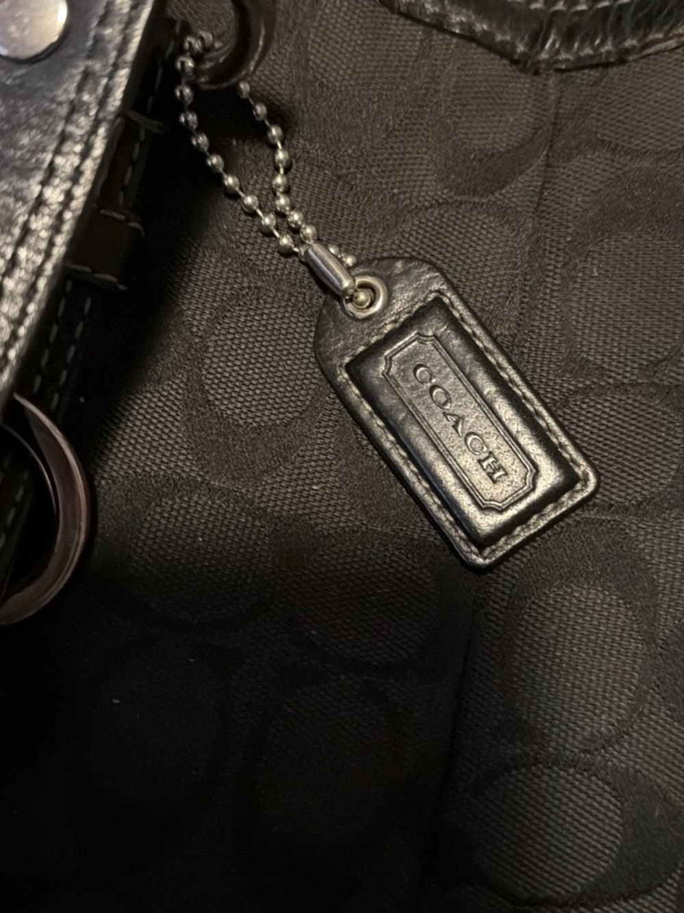 Coach Black/Gray Signature Shoulder Tote - Picture 5 of 5